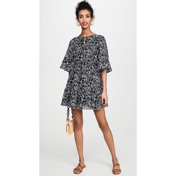 Parker Lindsay Tiered V Neck Dress in Black Aura, Small - Picture 2 of 13